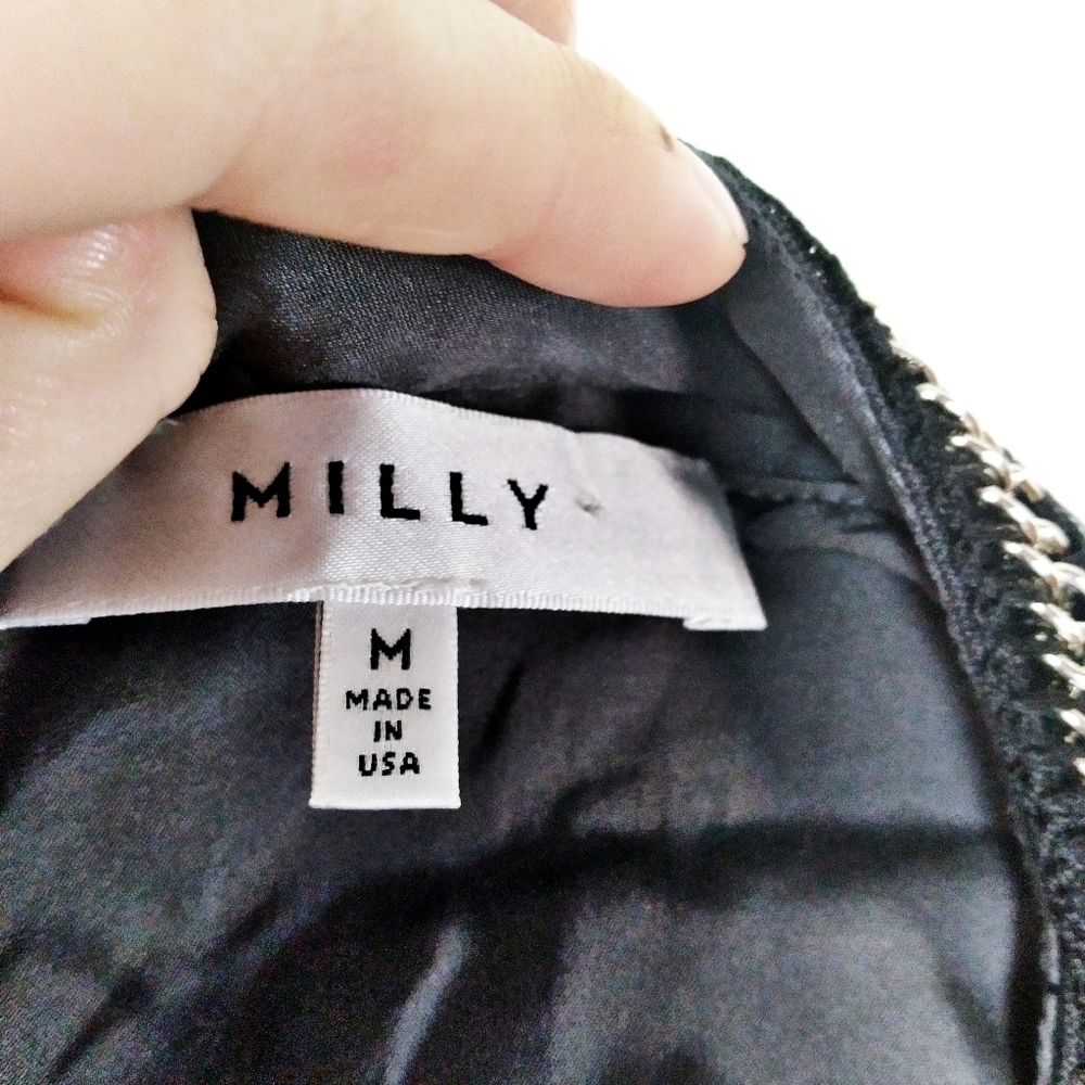 Milly Gray Silk Blend Chain Half Sleeve Blouse - Picture 6 of 8